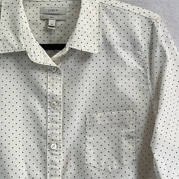 J. Crew Women’s Blouse / Button-down Shirt Sz 10 Cream w/ Black Dots 100% Cotton - Picture 4 of 14